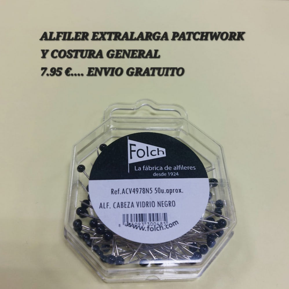 Alfiler extralarga para Patchwork y costura general. Negro (Folch)