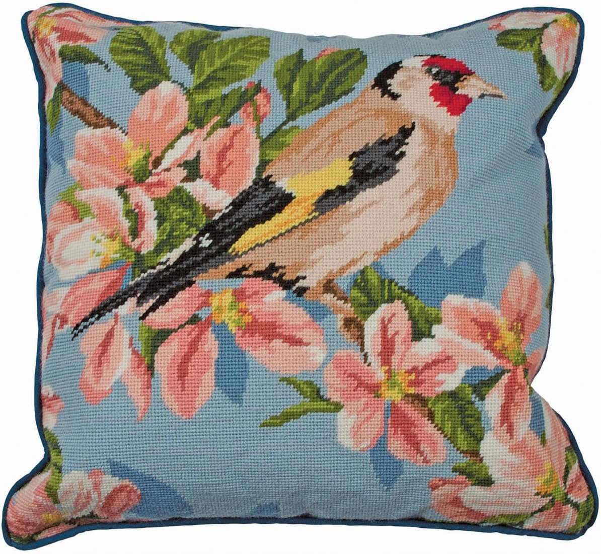 Cojín de Petit Point "Jilguero y Flor" (Kit  ANCHOR ALR72)